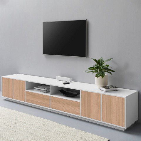Moderne TV-Bank Wohnzimmer 260cm weiß Breid Wood Aktion