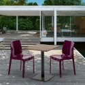 Quadratisch Tisch Holzeffekt und Schwarz Stahlfuß 60x60 cm mit 2 Bunten Stühlen Ice Kiss Eigenschaften