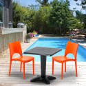 Schwarz Quadratisch Tisch und 2 Stühle Farbiges Polypropylen-Innenmastenset Grand Soleil Paris Aia Auswahl