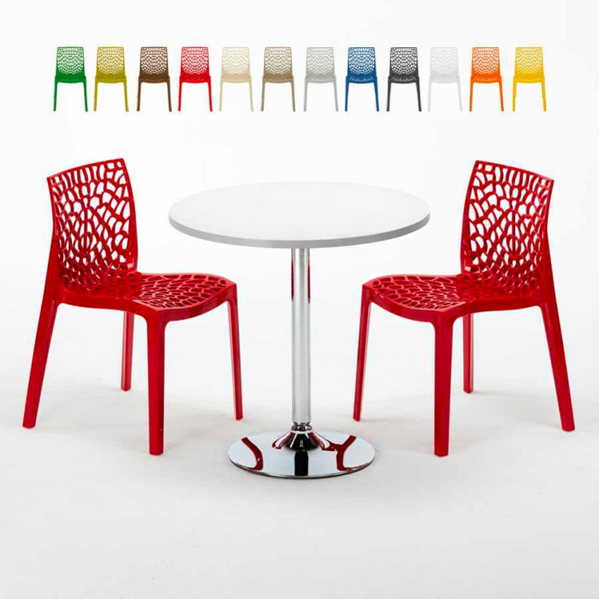 Weiß Rund Tisch und 2 Stühle Farbiges Polypropylen-Innenmastenset Grand Soleil Gruvyer Long Island Auswahl Weiß Rund Tisch und 2 Stühle Farbiges Polypropylen-Innenmastenset Grand Soleil Gruvyer Long Island Auswahl