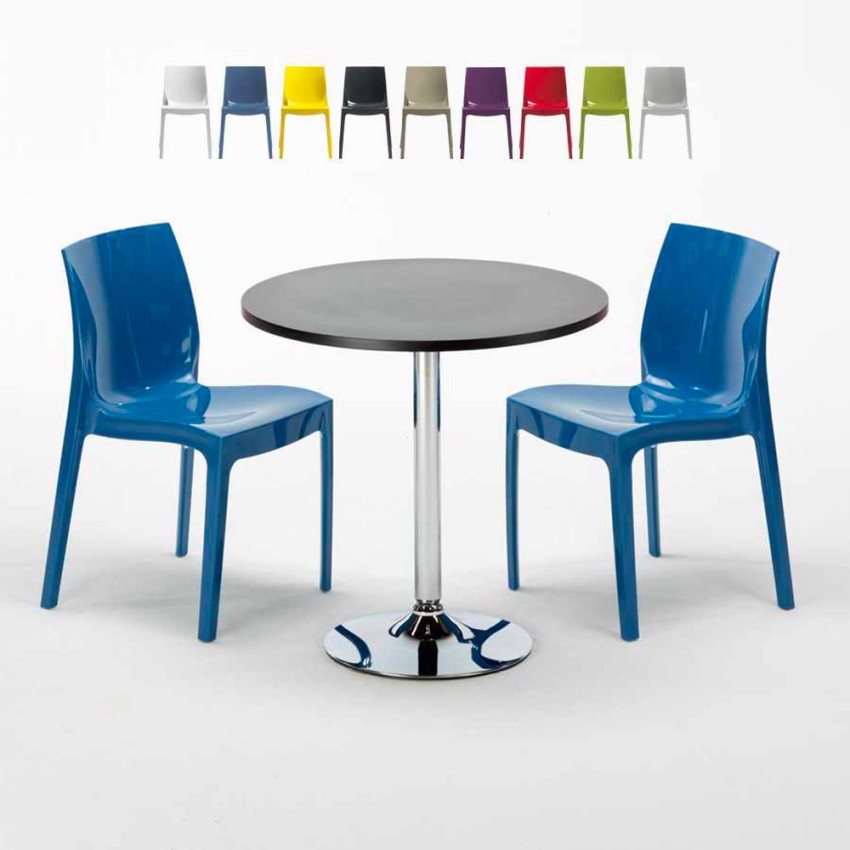 Schwarz Rund Tisch und 2 Stühle Farbiges Polypropylen-Innenmastenset Grand Soleil Ice Cosmopolitan Angebot Schwarz Rund Tisch und 2 Stühle Farbiges Polypropylen-Innenmastenset Grand Soleil Ice Cosmopolitan Angebot