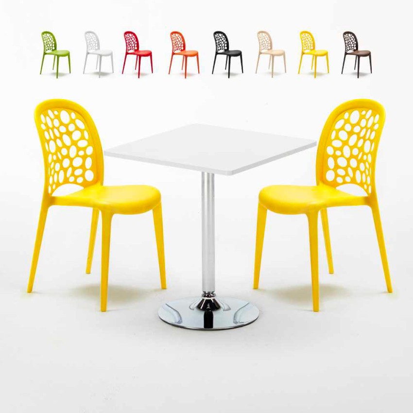 Weiß Quadratisch Tisch und 2 Stühle Farbiges Polypropylen-Innenmastenset Wedding Cocktail Rabatte
