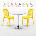 Weiß Rund Tisch und 2 Stühle Farbiges Polypropylen-Innenmastenset Wedding Long Island Sales