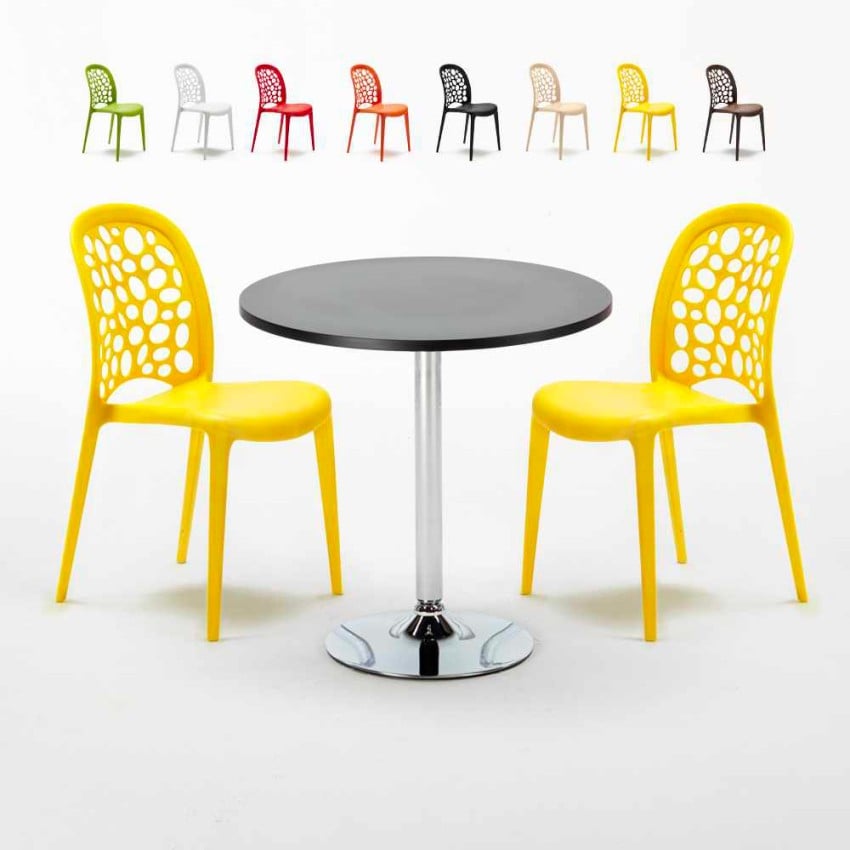 Schwarz Rund Tisch und 2 Stühle Farbiges Polypropylen-Innenmastenset Wedding Cosmopolitan Rabatte Schwarz Rund Tisch und 2 Stühle Farbiges Polypropylen-Innenmastenset Wedding Cosmopolitan Rabatte