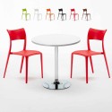 Weiß Rund Tisch und 2 Stühle Farbiges Polypropylen-Innenmastenset Parisienne Long Island Rabatte