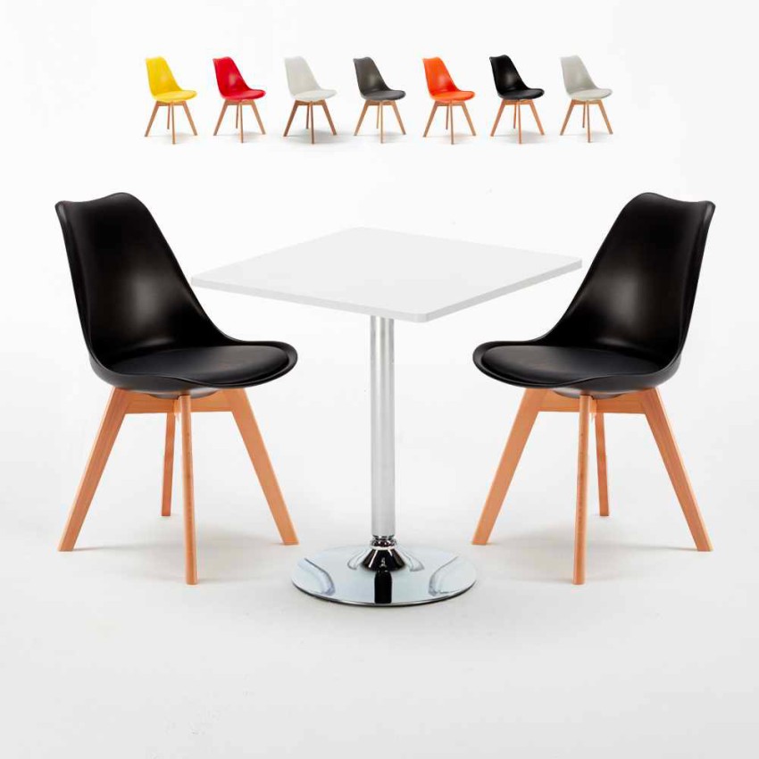 Weiß Quadratisch Tisch und 2 Stühle Farbiges Polypropylen-Innenmastenset Nordica Cocktail Katalog
