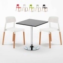 Schwarz Quadratisch Tisch und 2 Stühle Farbiges Polypropylen-Innenmastenset Barcellona Mojito Verkauf