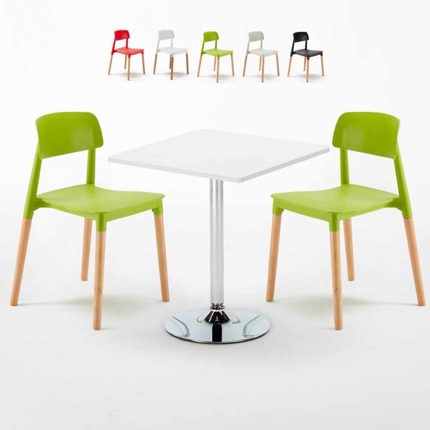 Weiß Quadratisch Tisch und 2 Stühle Farbiges Polypropylen-Innenmastenset Barcellona Cocktail Rabatte Weiß Quadratisch Tisch und 2 Stühle Farbiges Polypropylen-Innenmastenset Barcellona Cocktail Rabatte