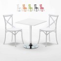 Weiß Quadratisch Tisch und 2 Stühle Farbiges Polypropylen-Innenmastenset Vintage Cocktail Angebot