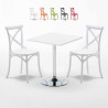 Weiß Quadratisch Tisch und 2 Stühle Farbiges Polypropylen-Innenmastenset Vintage Cocktail Angebot