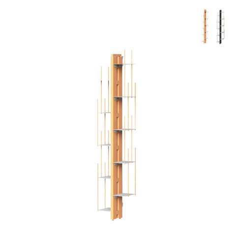 Vertikales Bücherregal h150cm aus Holz 10 Ablageböden Zia Veronica WMH