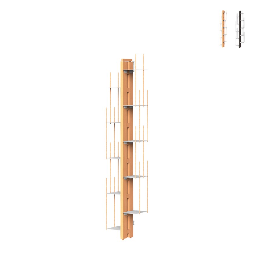 Vertikale Wandregal h150cm aus Holz, 10 Fächer, Zia Veronica WMH Aktion Vertikale Wandregal h150cm aus Holz, 10 Fächer, Zia Veronica WMH Aktion