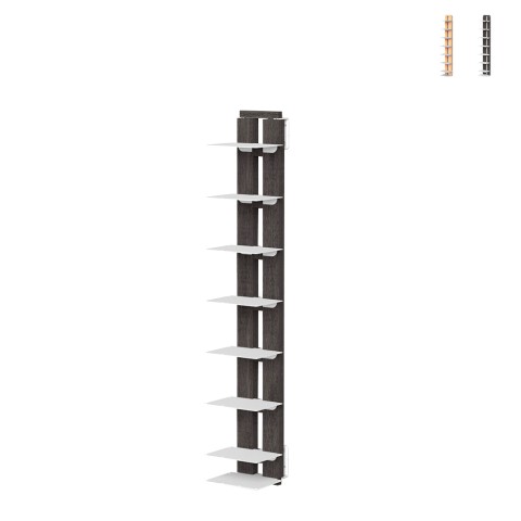 Schwebendes Bücherregal aus Holz h105cm 7 Regalböden vertikal Zia Ortensia SF Aktion