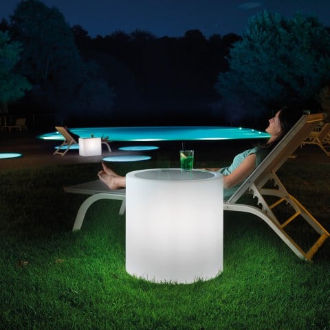 Beleuchteter niedriger runder Couchtisch 55cm Bar Schwimmbad Home Fitting Aktion