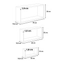 Set aus 4 rechteckigen Wandregalen, modernes Regal Merlino 