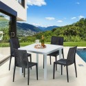 Weiß Quadratisch Tisch und 4 Stühle Farbiges Polypropylen-Außenmastenset Grand Soleil Bistrot Love Rabatte