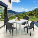 Weiß Quadratisch Tisch und 4 Stühle Farbiges Polypropylen-Außenmastenset Grand Soleil Boheme Love Rabatte