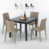 Schwarz Quadratisch Tisch und 4 Stühle Farbiges Polypropylen-Außenmastenset Grand Soleil Bistrot Passion Verkauf