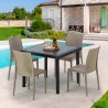 Schwarz Quadratisch Tisch und 4 Stühle Farbiges Polypropylen-Außenmastenset Grand Soleil Bistrot Passion Rabatte