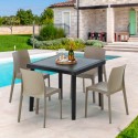 Schwarz Quadratisch Tisch und 4 Stühle Farbiges Polypropylen-Außenmastenset Grand Soleil Rome Passion Eigenschaften