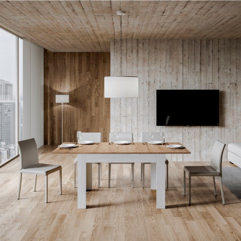 Moderner ausziehbarer Küchentisch 90x120-180cm Holz weiß Bibi Mix BQ Aktion