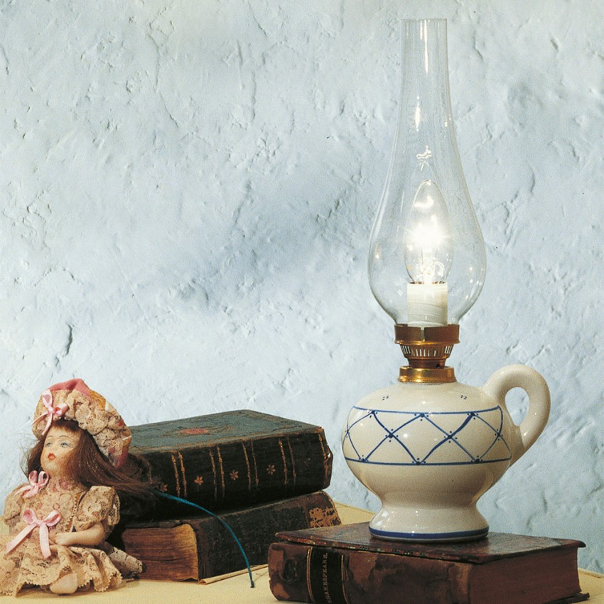 Tischlampe aus Glas und Keramik, klassisches Vintage-Design Pompei TA Aktion Tischlampe aus Glas und Keramik, klassisches Vintage-Design Pompei TA Aktion