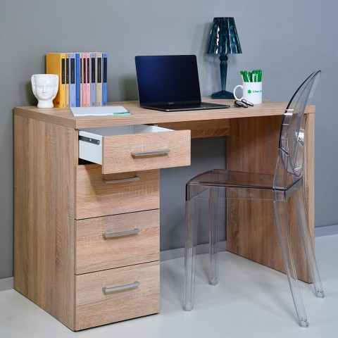 Bürotisch Arbeitszimmer 4 Schubladen modernes Design Holz KimDesk Aktion