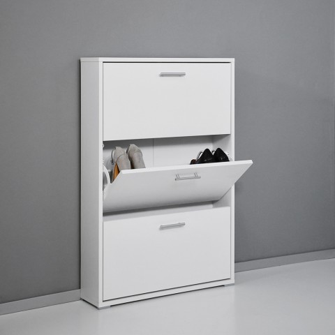 Schuhschrank mit 3 Türen für 9 Paar Schuhe, modernes Design, weiß, KimShoe 3WP Aktion