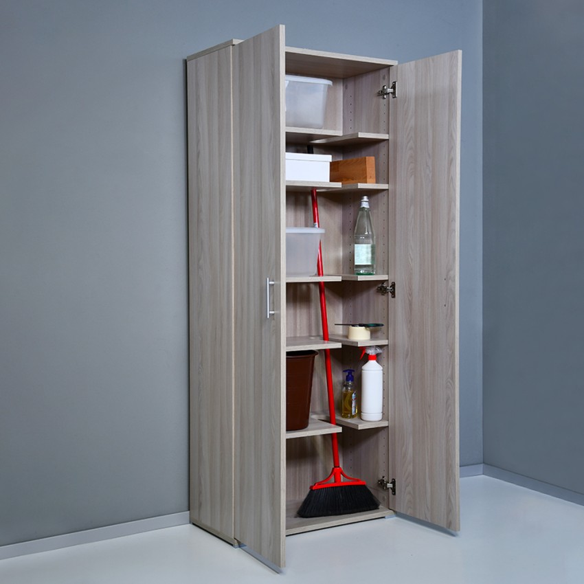 Mehrzweckschrank 2 Türen 6 Fächer Besenschrank Holz KimMopp 6OP Aktion Mehrzweckschrank 2 Türen 6 Fächer Besenschrank Holz KimMopp 6OP Aktion