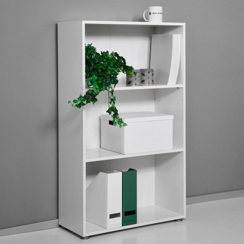Bücherregal 3 Fächer 2 verstellbare Einlegeböden Weiß Niedrig Büro Kbook 3WS