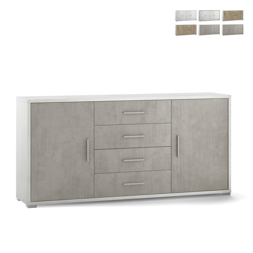 Moderne Anrichte mit 2 Türen und 4 Schubladen für das Wohnzimmer Cleore Angebot