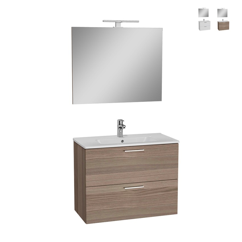 Hängeschrank Badezimmer 80 cm Waschtisch 2 Schubladen LED-Spiegel Mia Aktion Hängeschrank Badezimmer 80 cm Waschtisch 2 Schubladen LED-Spiegel Mia Aktion