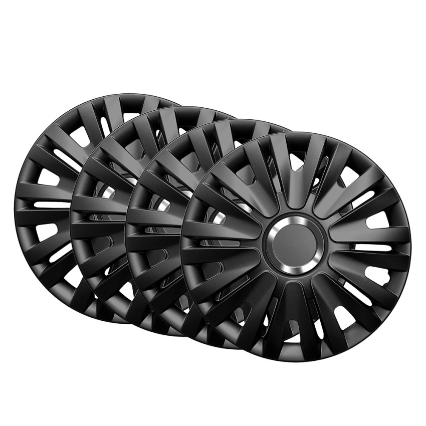 Set 4 universelle Radzierblenden 15'' ABS Chrom Schwarz Topaz Black Aktion Set 4 universelle Radzierblenden 15'' ABS Chrom Schwarz Topaz Black Aktion
