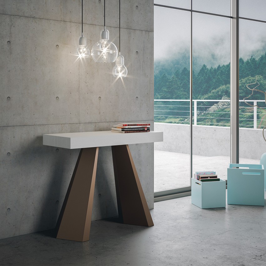 Moderner, ausziehbarer Konsolentisch in Weiß, 90x40-300cm, Modell Diamante Aktion Moderner, ausziehbarer Konsolentisch in Weiß, 90x40-300cm, Modell Diamante Aktion