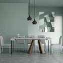 Moderner, ausziehbarer Konsolentisch in Weiß, 90x40-300cm, Modell Diamante Sales