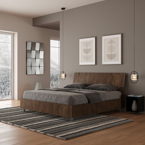 Doppelbett mit Bettkasten 160x190cm Nussholz Demas Nod Noix Aktion