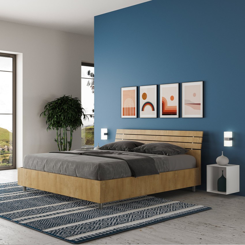 Modernes Ehebett mit Bettkasten aus Holz 160x190cm Ankel Nod Oak Aktion Modernes Ehebett mit Bettkasten aus Holz 160x190cm Ankel Nod Oak Aktion
