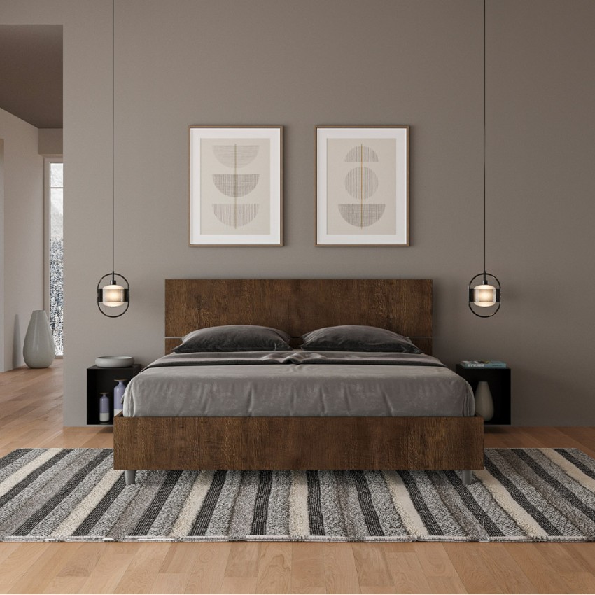 Ehebett Nußbaumholz 160x190cm mit geneigtem Kopfteil Demas I Noix Aktion Ehebett Nußbaumholz 160x190cm mit geneigtem Kopfteil Demas I Noix Aktion