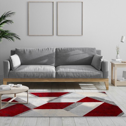 Teppich Rechteckig Modernes Design Wohnzimmer Büro Art Style Red