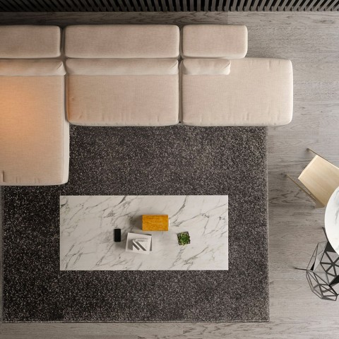 Rechteckiger Teppich Modernes Design Einfarbig Wohnzimmer Trend Anthrazit Aktion