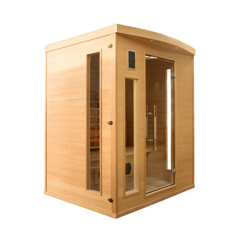 Infrarot-Heimsauna aus Holz, finnische 3-Personen-Quarz Apollon 3 Aktion