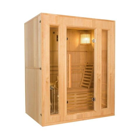 Finnische Sauna 3 Plätze Holz mit 4,5 kW Elektro-Ofen Haus Zen 3