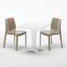 Weiß Quadratisch Tisch und 2 Stühle Farbiges Polypropylen-Innenmastenset Grand Soleil Ice Patio Maße