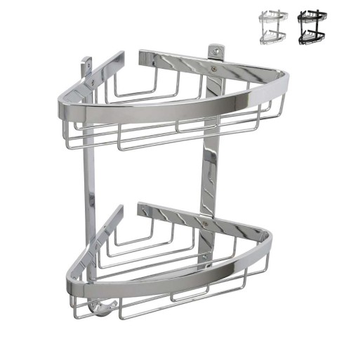 Eck-Duschablage zur Wandmontage mit 2 Ablagen, schwarz verchromtes Aluminium Attractive Aktion