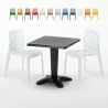 Schwarz Quadratisch Tisch und 2 Stühle Farbiges Polypropylen-Innenmastenset Grand Soleil Gruvyer Aia Aktion