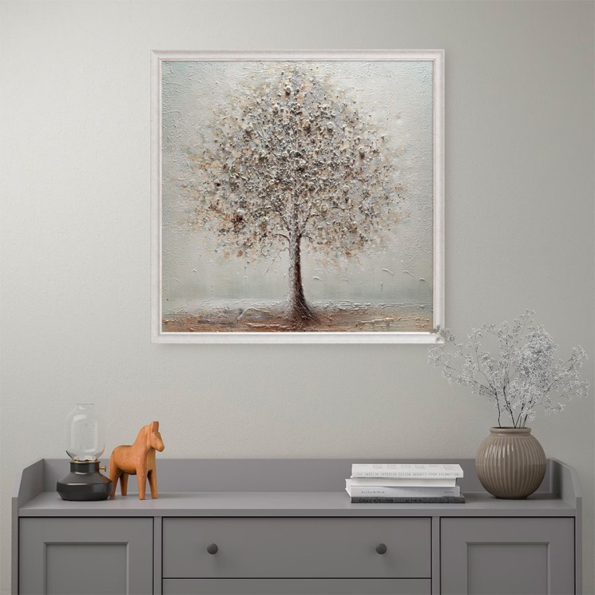 Handgemaltes Leinwandbild Silberbaum mit Rahmen 100x100cm W641 Aktion Handgemaltes Leinwandbild Silberbaum mit Rahmen 100x100cm W641 Aktion