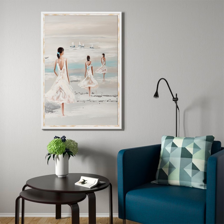 Handgemaltes Reliefbild Frauen am Strand mit Rahmen 60x90cm W205 Aktion Handgemaltes Reliefbild Frauen am Strand mit Rahmen 60x90cm W205 Aktion