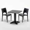 Schwarz Quadratisch Tisch und 2 Stühle Farbiges Polypropylen-Innenmastenset Grand Soleil Paris Aia Modell
