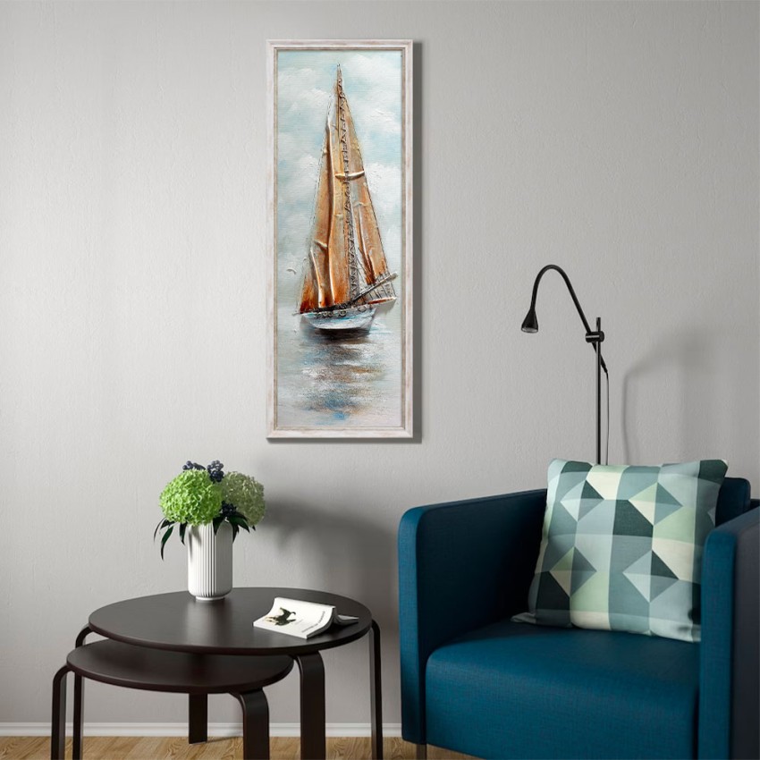 Handgemaltes Gemälde Segelboot auf Leinwand 30x90cm mit Rahmen Z421 Aktion Handgemaltes Gemälde Segelboot auf Leinwand 30x90cm mit Rahmen Z421 Aktion