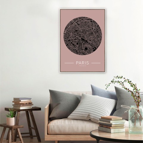 Fotodruck Stadtkarte von Paris mit Rahmen 50x70cm Unika 0008 Aktion
